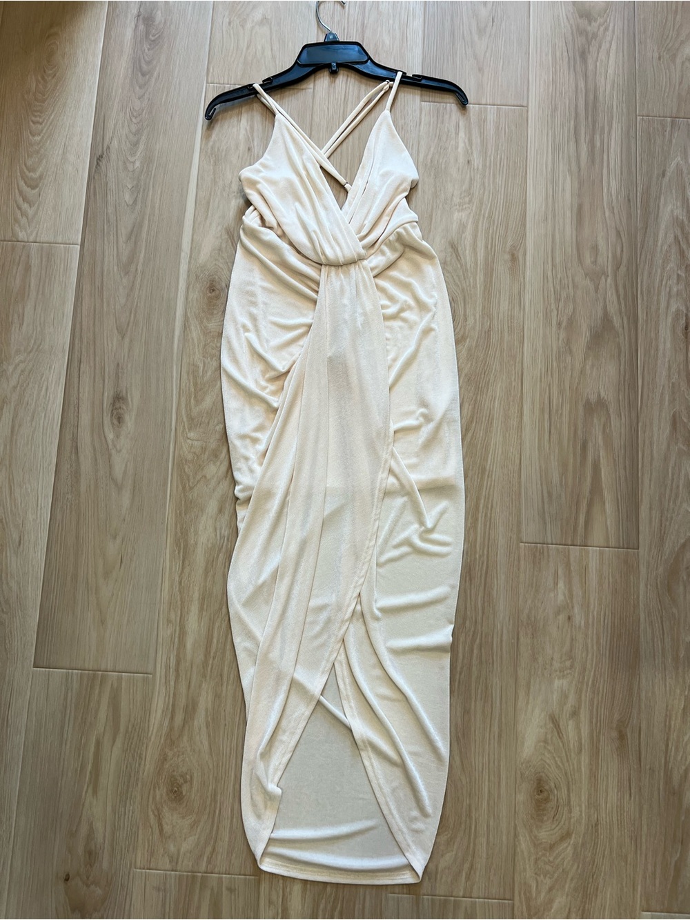 Lulu’s Elegant Cream Wrap Dress